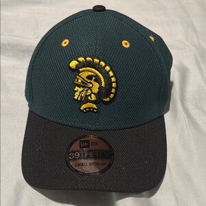 New Era Green and Black Cap with Yellow Trojan Emblem